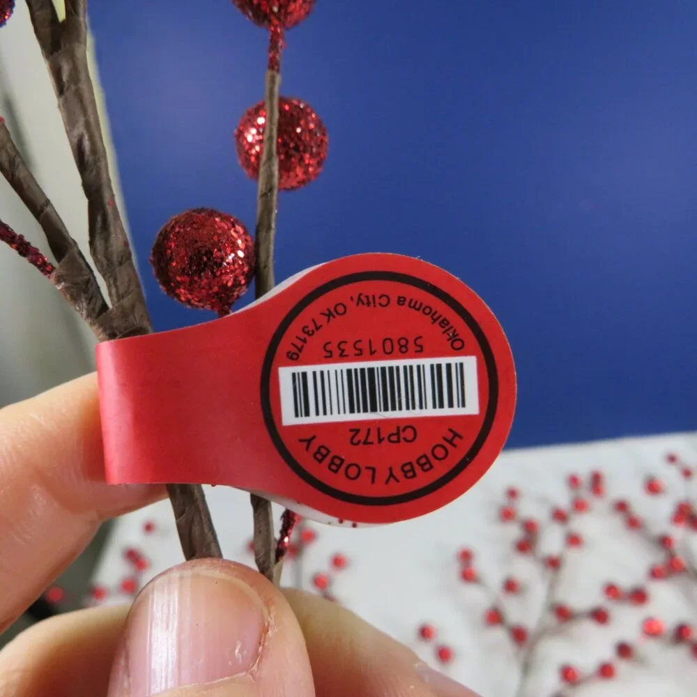 Red Floral (8) Stem Glitter Berries Faux Floral Picks